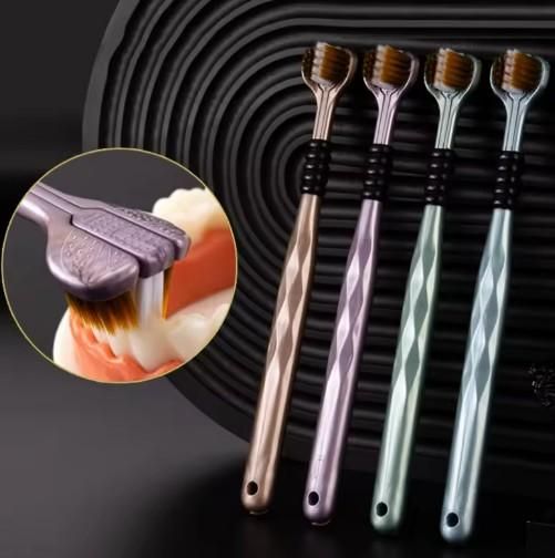 3-Sided Toothbrush Pack of 4 – Triple Action Deep Cleaning Tooth Brush for Men & Women | SFYKART