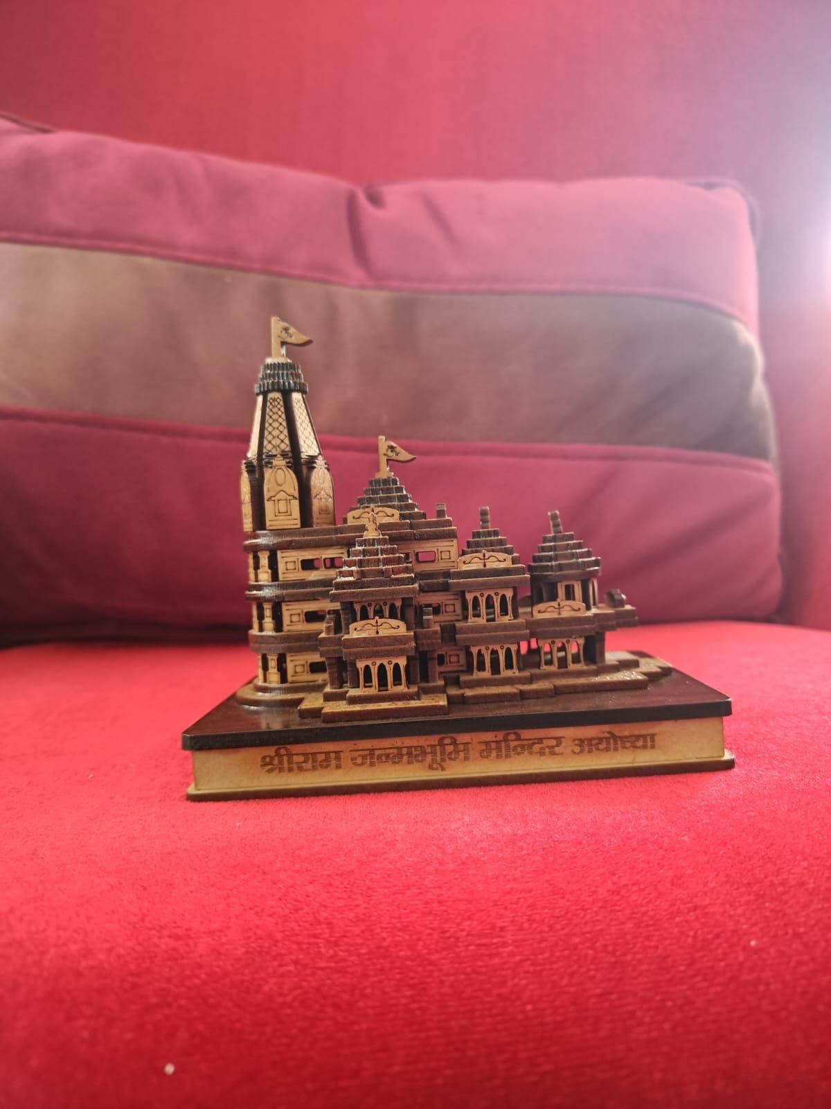 Shri Ram Mandir Ayodhya 3D Wooden Temple – Handcrafted Wooden Pooja Mandir Showpiece | SFYKART