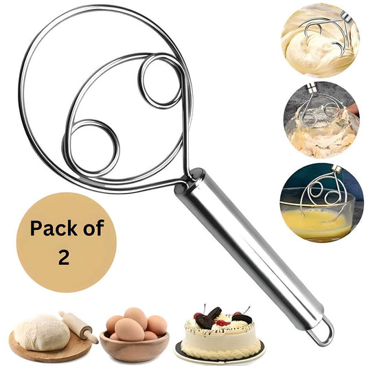 Dishwasher Safe Danish Dough Whisk – Stainless Steel Bread Whisk & Mixer Tool for Baking (Pack of 2) | SFYKART