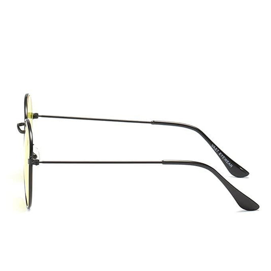 Unisex Yellow Black Round Sunglasses – Metal Frame, Stylish Glass Lens Casual Eyewear | SFYKART