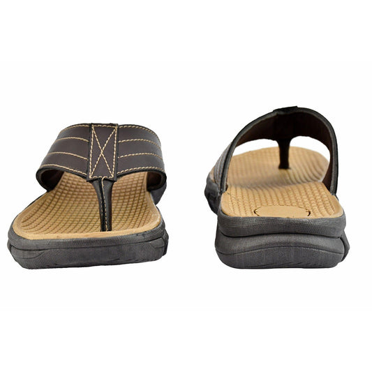 AM PM Leather Men’s Daily Wear Slippers – Synthetic Leather Slip-On Comfort Sandals with EVA Sole (UK 6-11) | SFYKART