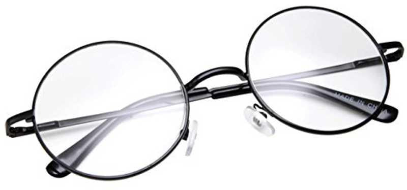 Unisex Clear Black Round Sunglasses – Stylish Metal Frame with Clear Glass Lens Casual Eyewear | SFYKART