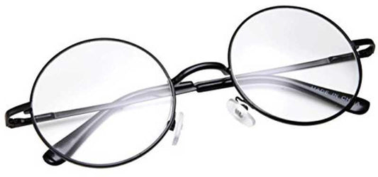 Unisex Clear Black Round Sunglasses – Stylish Metal Frame with Clear Glass Lens Casual Eyewear | SFYKART