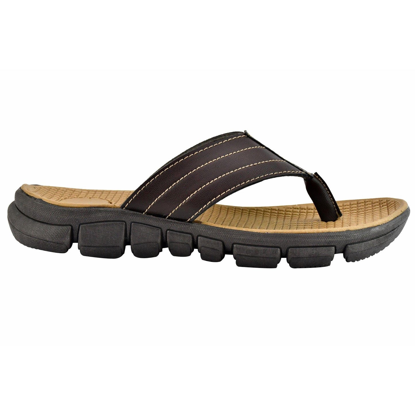 AM PM Leather Men’s Daily Wear Slippers – Synthetic Leather Slip-On Comfort Sandals with EVA Sole (UK 6-11) | SFYKART