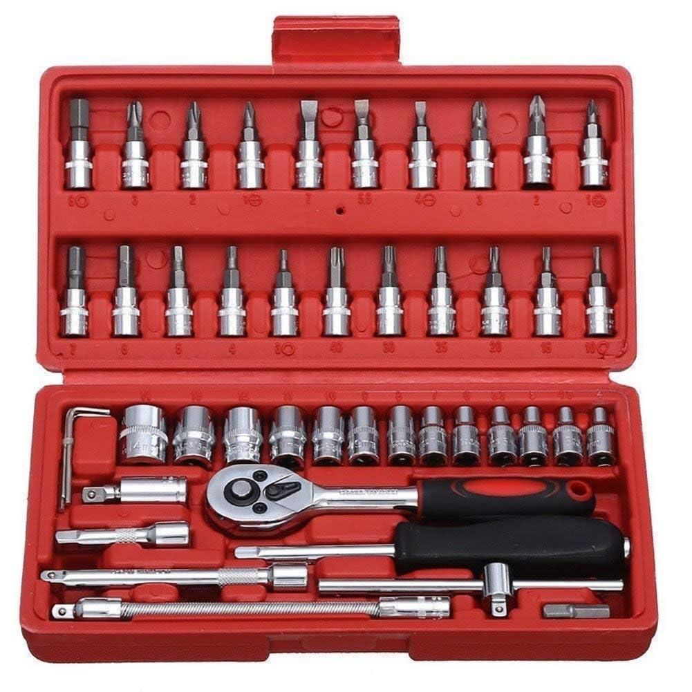 46 in 1 Tool Kit – Multi-Purpose Screwdriver & Socket Set with Ratchet Wrench, Hand Tool Kit for Bike & Car | SFYKART