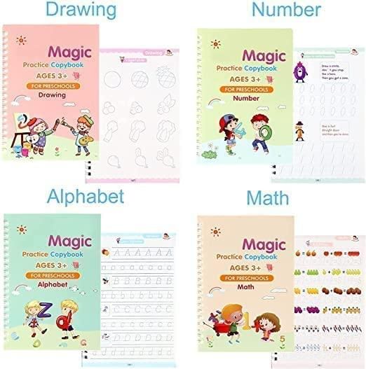 Sank Magic Practice Copybook (4 Books + 1 Pen + 1 Grip + 10 Refills)