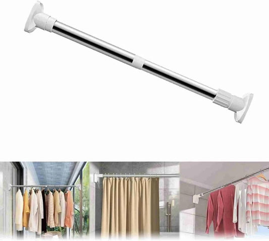 Drill-Free Multifunctional Adjustable Rod – Stainless Steel Tension Rod for Shower Curtains & Home Use (Silver) | SFYKART