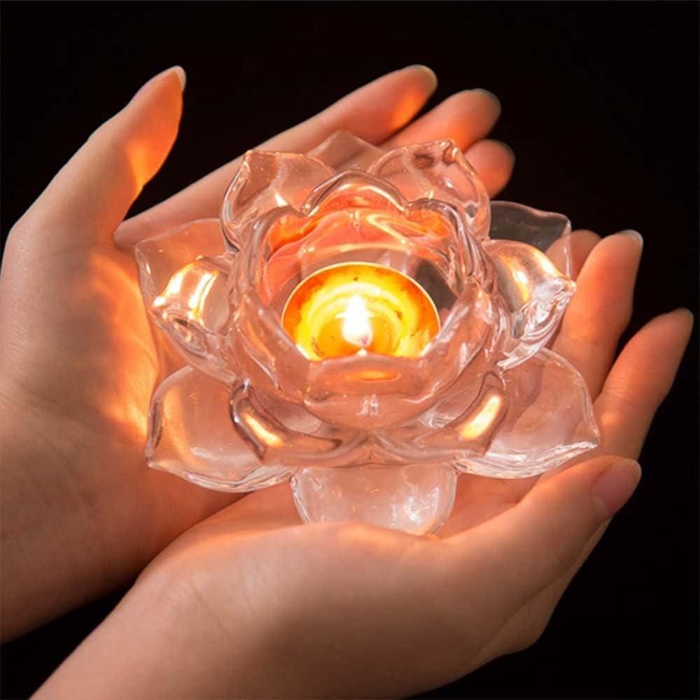 Glass Lotus Flower Tea Light Candle Holder – Decorative Transparent T-Light Holder for Home Décor & Festivals (Diwali, Christmas, Eid) | SFYKART
