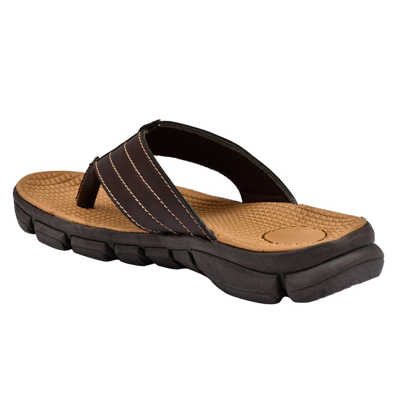 AM PM Leather Men’s Daily Wear Slippers – Synthetic Leather Slip-On Comfort Sandals with EVA Sole (UK 6-11) | SFYKART
