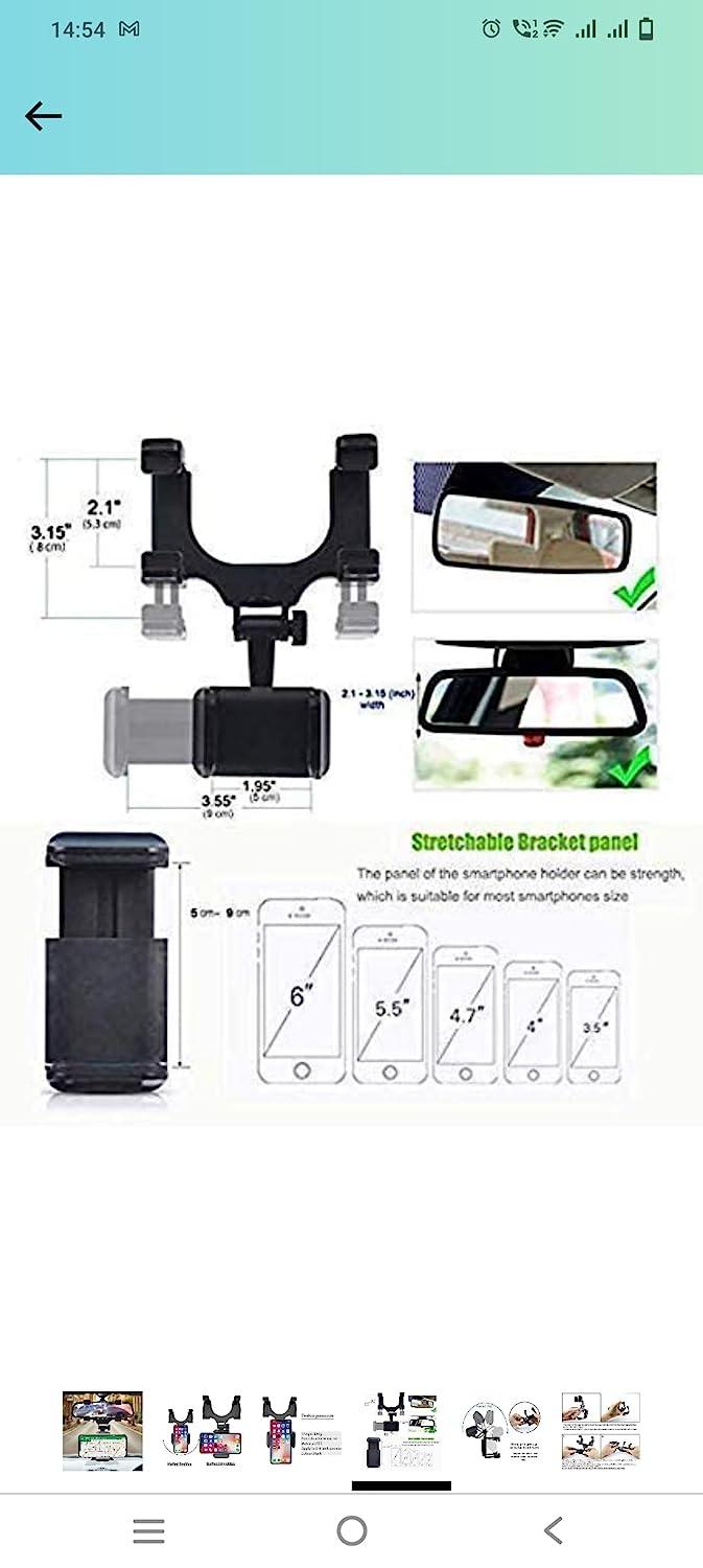 Rearview Mirror Phone Holder for Car – Adjustable Rotating Mobile Mount Stand (Pack of 1 & 2) | SFYKART