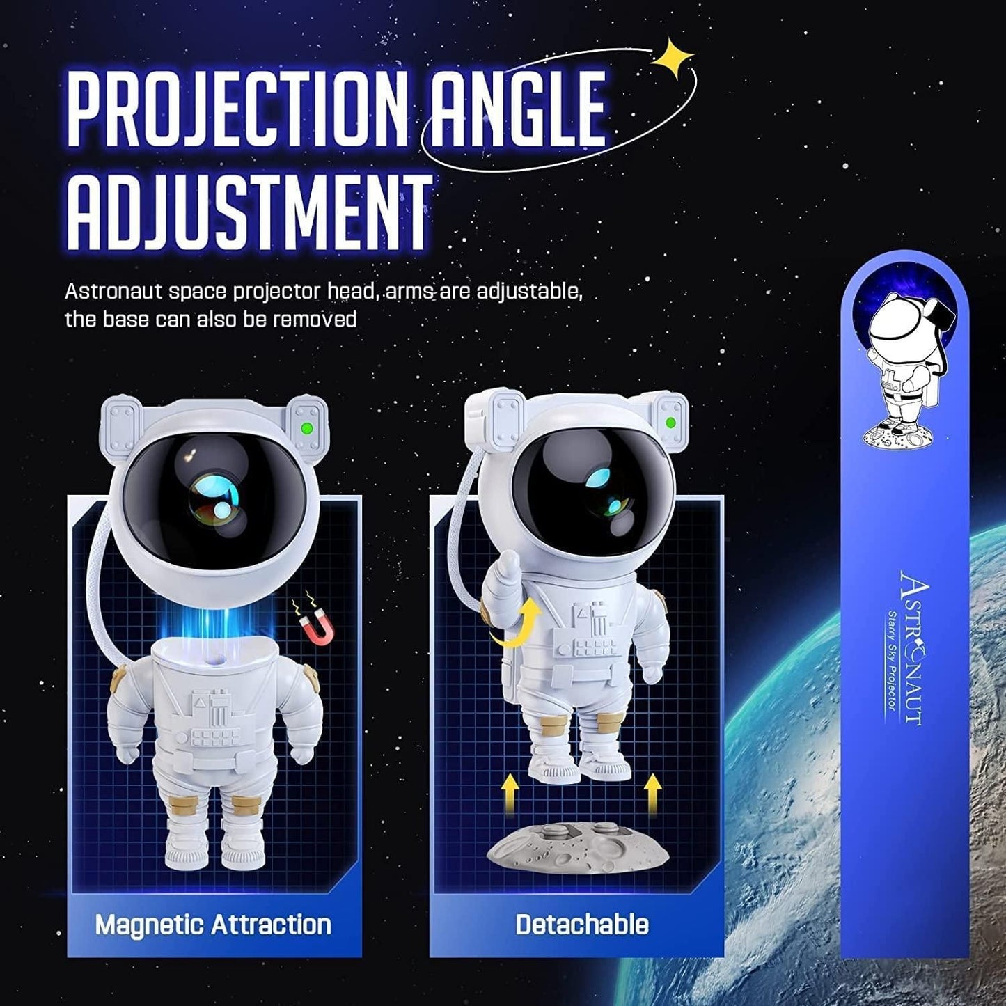 Astronaut Galaxy Projector Night Light – 360° Rotating Nebula Star Lamp with Remote Control, Timer & Adjustable Head – Space Projector for Kids’ Bedroom, Gaming Room, Gifts & Home Décor