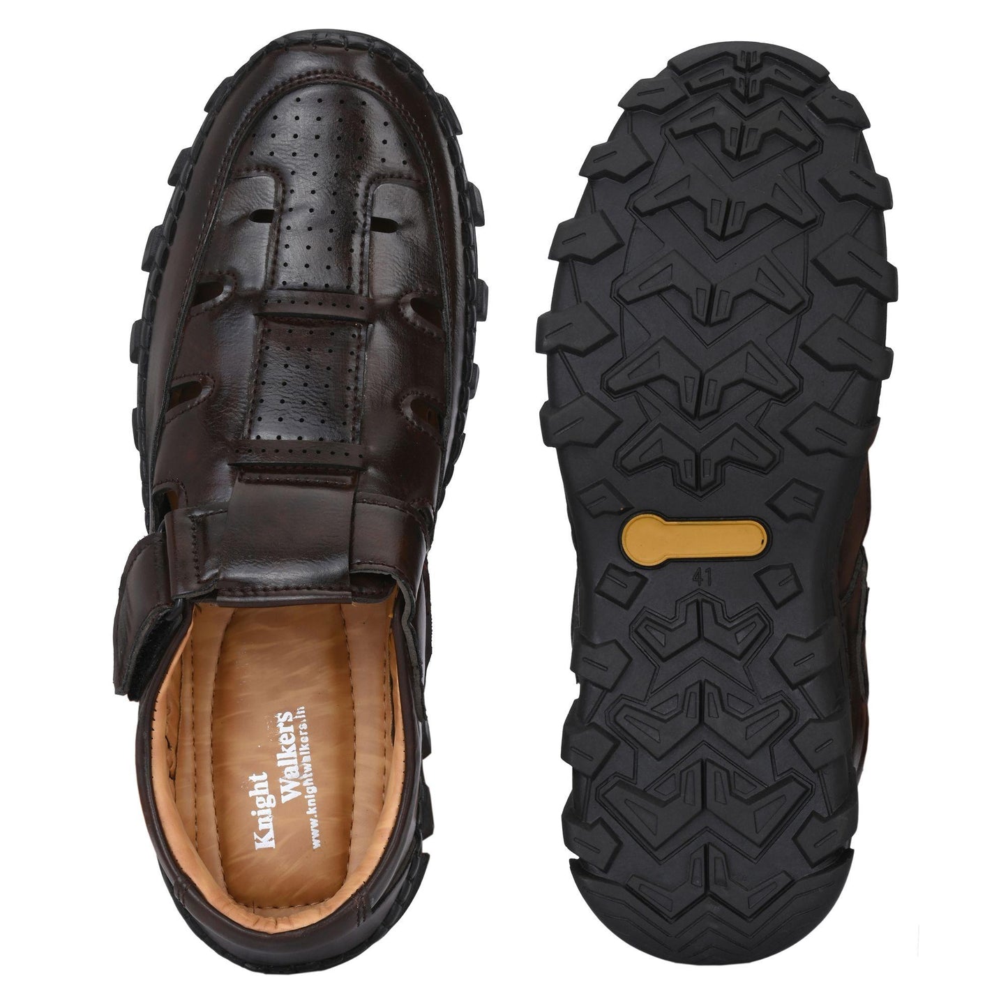 Brown Roman Sandals for Men – Faux Leather Casual Slip-On Footwear, Comfortable & Stylish Outdoor Sandals (UK 6-10)