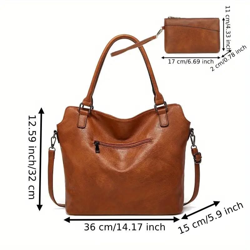 Women’s PU Leather Tote Bag – Stylish 2 in 1 Hobo Handbag with Shoulder Strap, Office & Casual Purse | SFYKART
