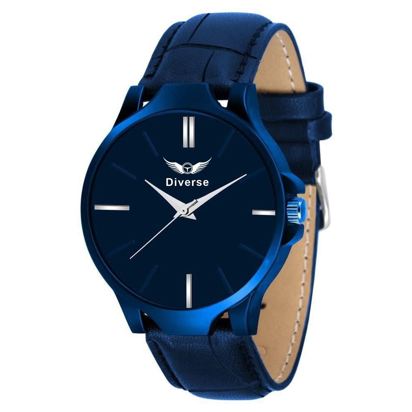 Men’s Analog Leather Watch – Blue Dial, Quartz Movement, Scratch & Water Resistant Stylish Wristwatch for Men