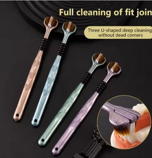 3-Sided Toothbrush Pack of 4 – Triple Action Deep Cleaning Tooth Brush for Men & Women | SFYKART