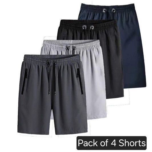 Combo of 4 Men’s Stretchable Cotton Shorts – Multicolor Solid Regular Fit Casual Wear | SFYKART