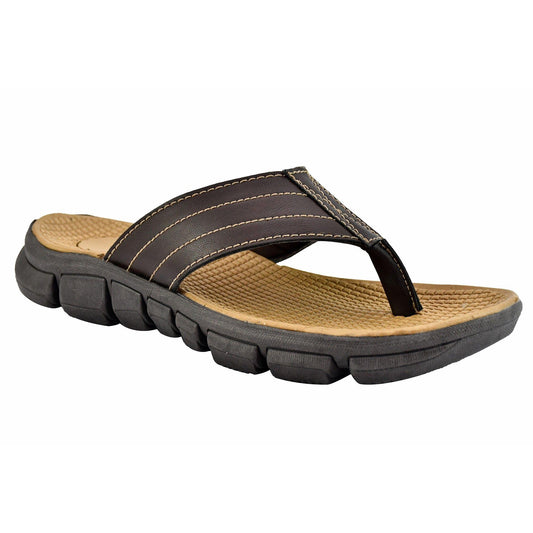 AM PM Leather Men’s Daily Wear Slippers – Synthetic Leather Slip-On Comfort Sandals with EVA Sole (UK 6-11) | SFYKART