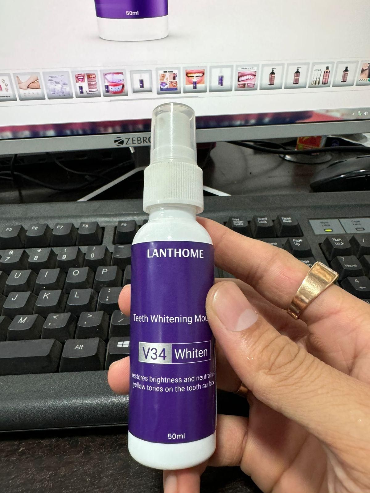 Lanthome Teeth Whitening Mousse V34 Whiten 50ml – Daily Use Tooth Foam for Stain Removal & Bright Smile (Pack of 1/2) | SFYKART
