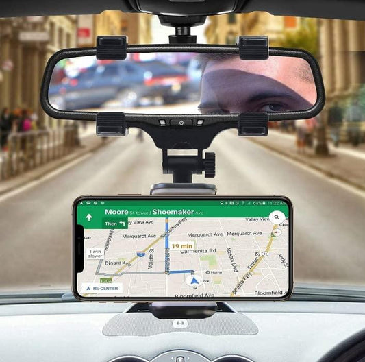 Rearview Mirror Phone Holder for Car – Adjustable Rotating Mobile Mount Stand (Pack of 1 & 2) | SFYKART
