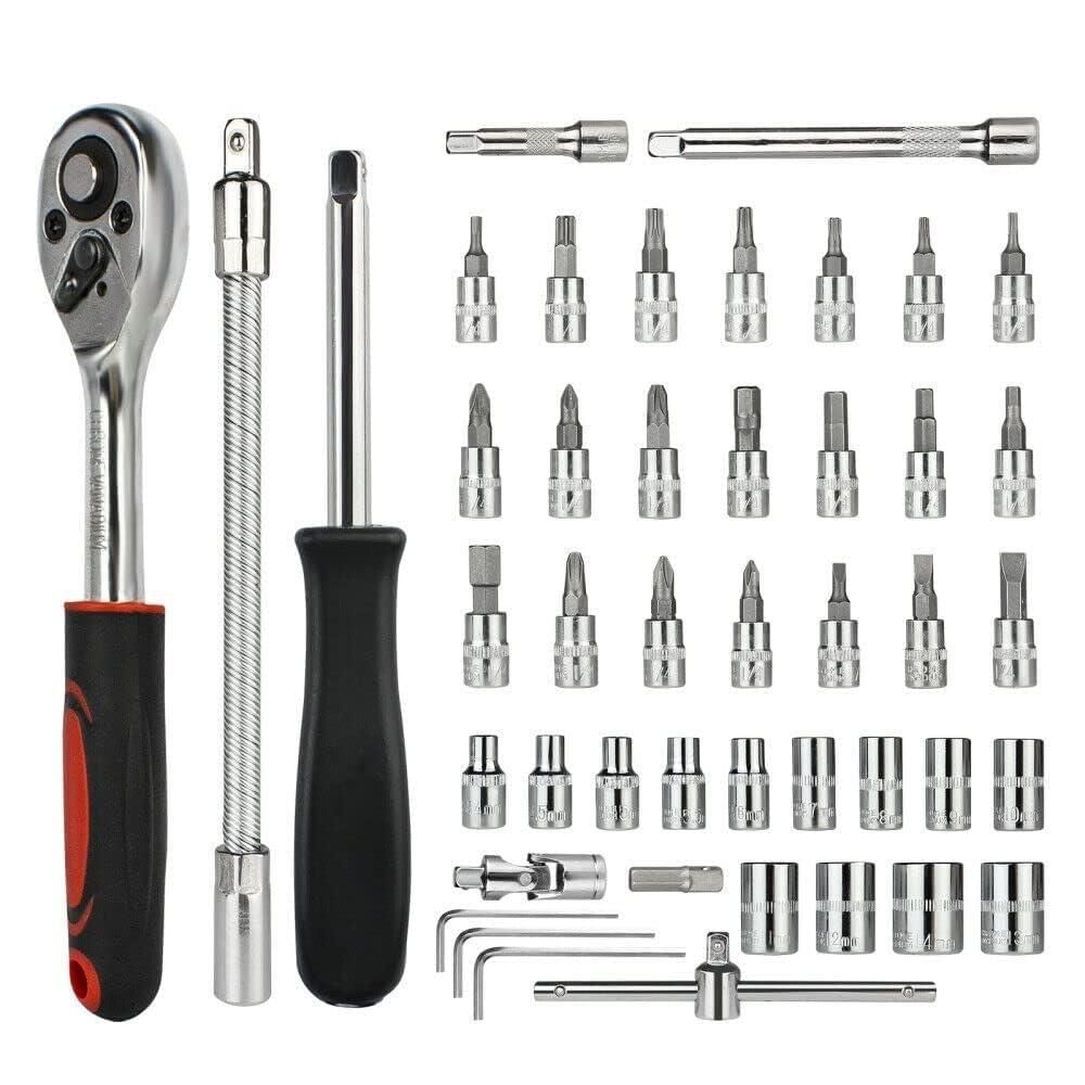 46 in 1 Tool Kit – Multi-Purpose Screwdriver & Socket Set with Ratchet Wrench, Hand Tool Kit for Bike & Car | SFYKART