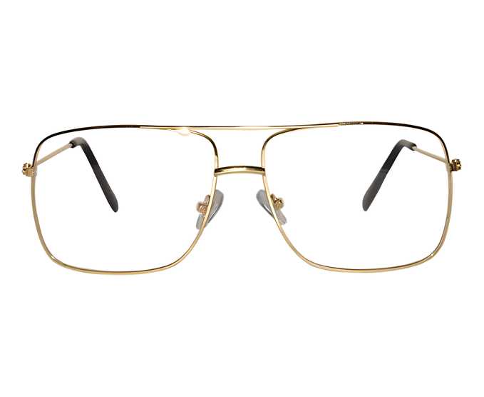 Unisex Clear Golden Retro Square Sunglasses – Stylish Metal Frame with Clear Glass Lens Casual Eyewear | SFYKART