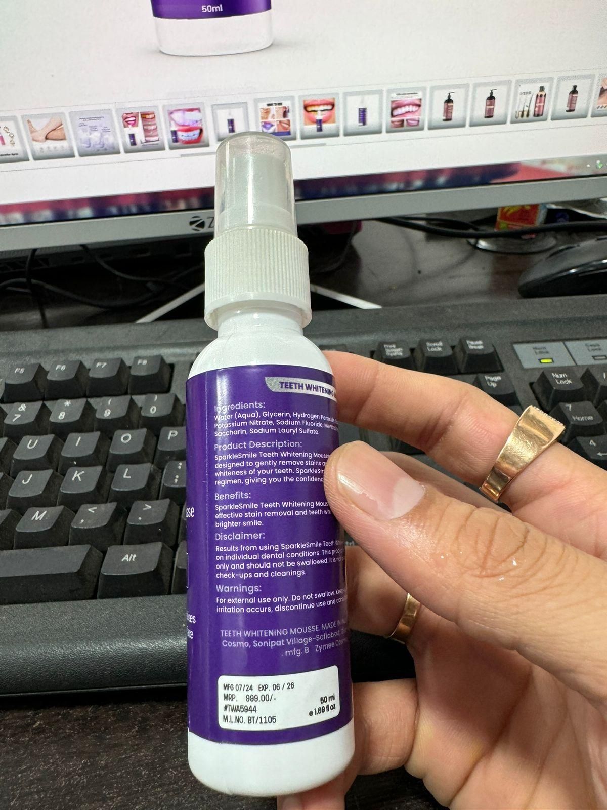 Lanthome Teeth Whitening Mousse V34 Whiten 50ml – Daily Use Tooth Foam for Stain Removal & Bright Smile (Pack of 1/2) | SFYKART