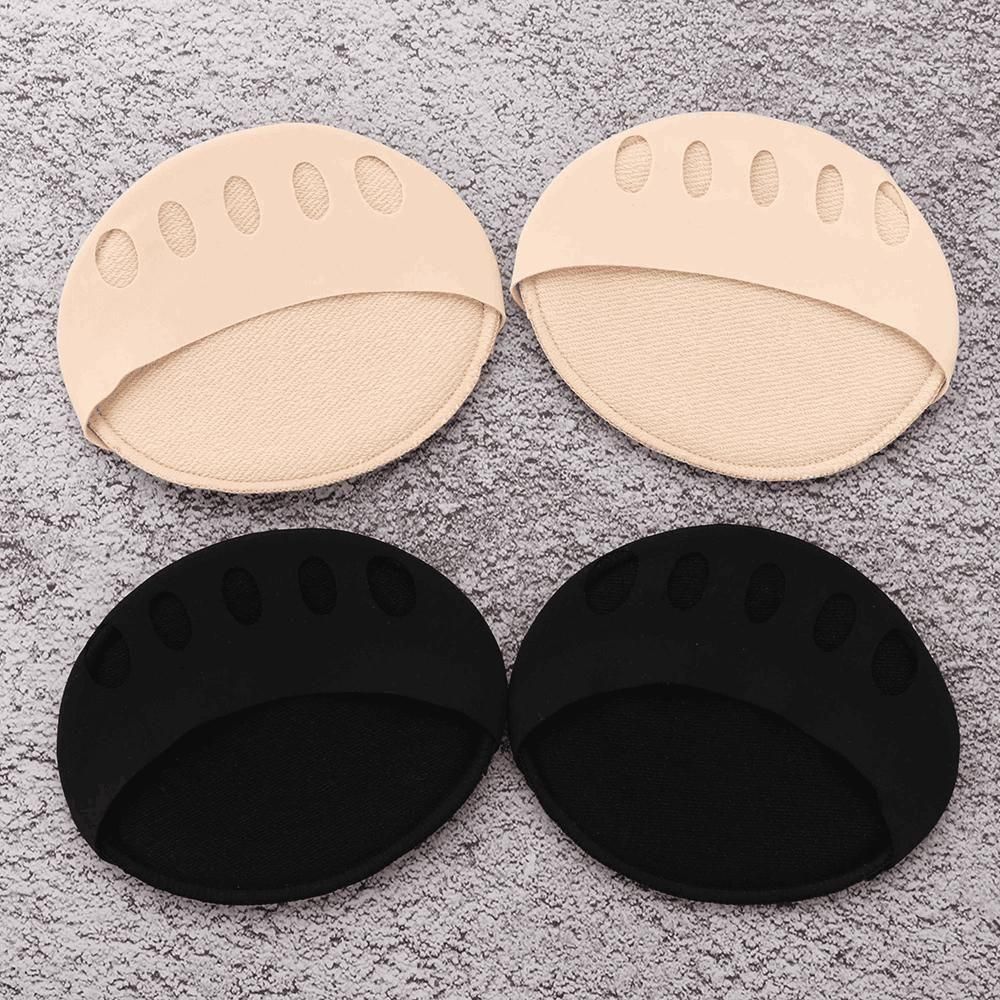 Invisible Fashion Women Toe Pad Inserts – Ruffle Wave Half Insoles Five Toes Socks for Comfort & Style (Pack of 2 Pairs, Black/Beige) | SFYKART