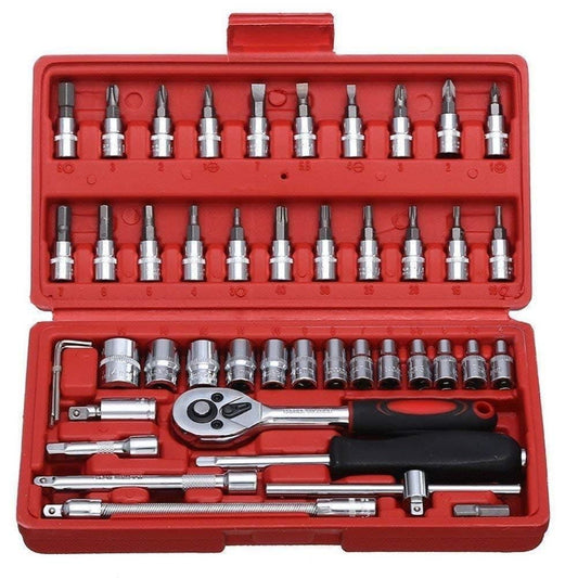 46 in 1 Tool Kit – Multi-Purpose Screwdriver & Socket Set with Ratchet Wrench, Hand Tool Kit for Bike & Car | SFYKART