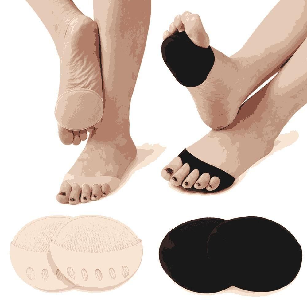 Invisible Fashion Women Toe Pad Inserts – Ruffle Wave Half Insoles Five Toes Socks for Comfort & Style (Pack of 2 Pairs, Black/Beige) | SFYKART