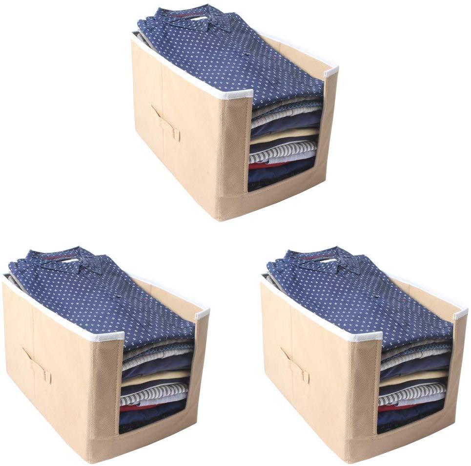Soft Cloth Shirt Organizer (Pack of 3) – Non-Woven Foldable Wardrobe Storage Box for Shirts, Clothes & Undergarments | SFYKART