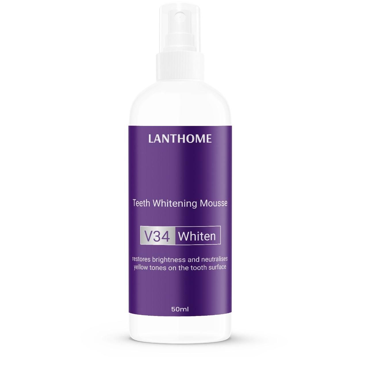 Lanthome Teeth Whitening Mousse V34 Whiten 50ml – Daily Use Tooth Foam for Stain Removal & Bright Smile (Pack of 1/2) | SFYKART