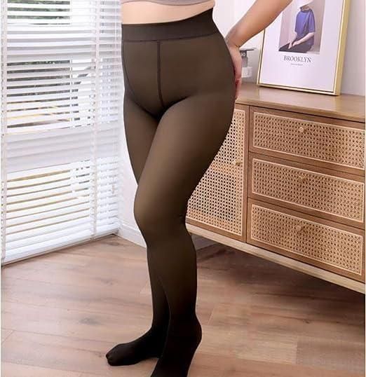 Thermal Thick Pantyhose Leggings – Woolen Retro Style Warm Leggings with Drawstring Closure (Black) | SFYKART