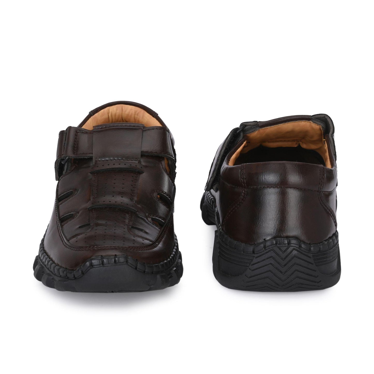 Brown Roman Sandals for Men – Faux Leather Casual Slip-On Footwear, Comfortable & Stylish Outdoor Sandals (UK 6-10)