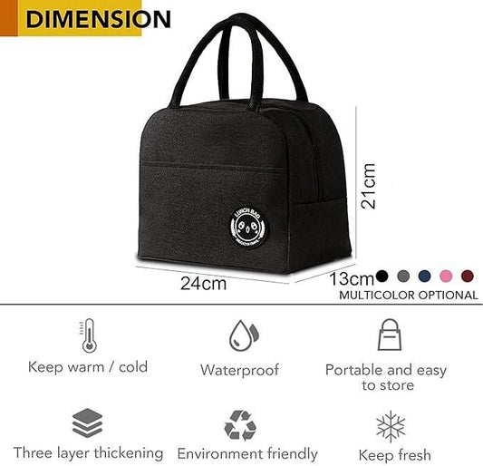 Insulated Portable & Reusable Lunch Bag – Leak Proof Hot & Cold Food Storage for Office, College, Picnic & School (Black) | SFYKART
