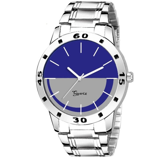Men’s Trendy Stainless Steel Analog Watch – 54mm Large Round Dial Quartz Wristwatch with Stainless Steel Strap | SFYKART