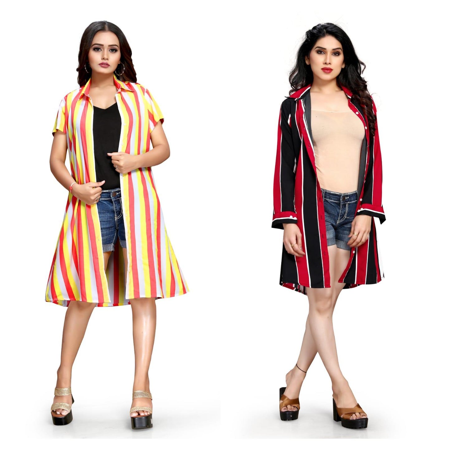 Women's Crepe Printed Shirt Style Short Dress Buy 1 Get 1 Free