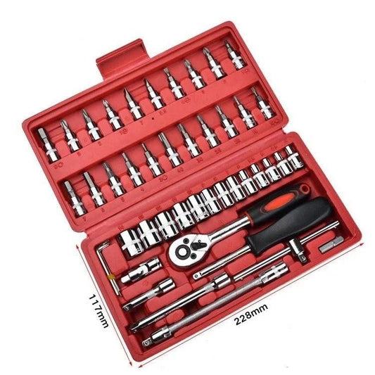 46 in 1 Tool Kit – Multi-Purpose Screwdriver & Socket Set with Ratchet Wrench, Hand Tool Kit for Bike & Car | SFYKART