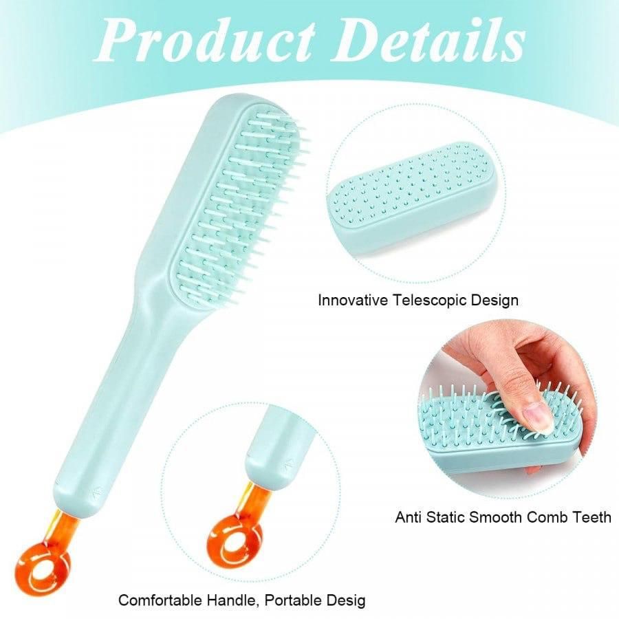 Self-Cleaning Anti-Static Massage Comb – Detangling Hair Brush for Adults & Kids | SFYKART
