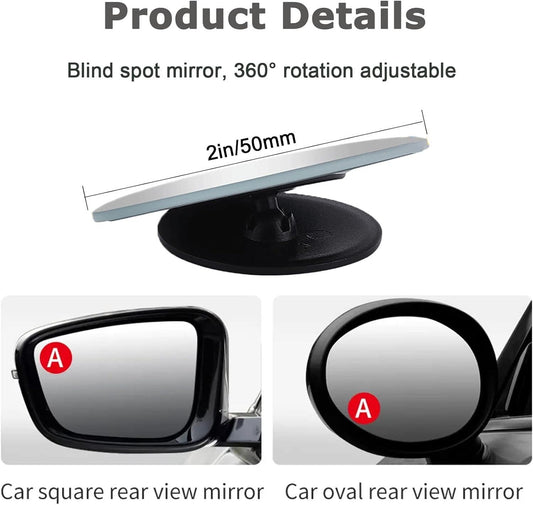 2" Round Wide Angle Blind Spot Mirror (Pack of 2) – Adjustable Glass Rearview Safety Mirror for Cars & Bikes | SFYKART